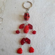 Handbag Charm ~ Red Dancing Skeletons