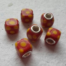 Pandora Style Bead Square Red