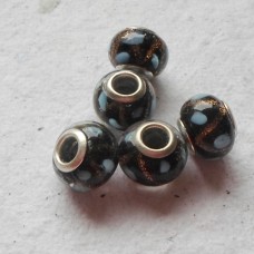 Pandora Style Bead Black with Blue