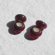 Pandora Style Bead Red over Silver foil 