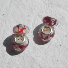 Pandora Style Bead Red with flowers