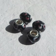 Pandora Style Bead Black with Spot 