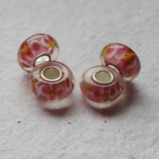 Pandora Style Bead Pink with Flowers 