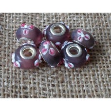 Pandora Style Bead Plum with flower 