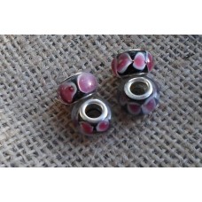 Pandora Style Bead Black & Pink 