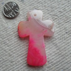 Pendant ~ Agate Cross in Pink