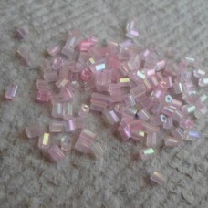 2 Cut Beads ~  Transparent Rainbow ~ Pink