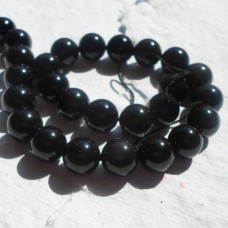 Strand Round Beads ~ Black Obsidian