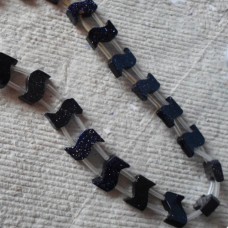 Blue Goldstone Double Holed S Beads