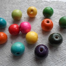 Wooden Beads ~ 19mm Round ~ Assorted