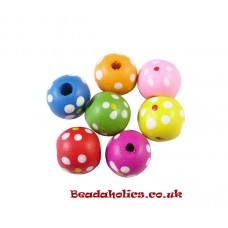 Wooden Beads ~ Round Spotty 