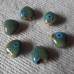 Ceramic ~ Heart Beads in Blue and Green with Brown Speckled