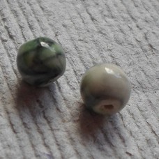 Ceramic ~ 8mm Round Bead 2 Colours, Green or Coffee Swirls  
