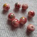 Ceramic ~ Round 10mm Pink with Red